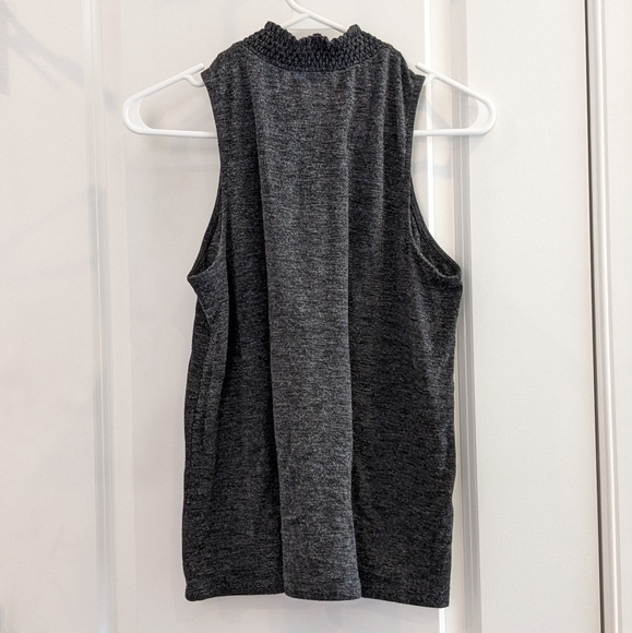 LOFT Petite Smocked Mock Neck Shell (Heather Silver Lake Gray, Size SP) - Picture 2 of 3